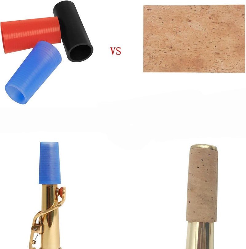 REMAGIC Alto Sax Neck 3Pcs, Multicolour Saxophone Neck Cork Sleeve Replacement, Silicone Case Protector Instead of Cork Sheet for Instrument Accessories, Silicone Sheet Saxophone Instrument Accessories - Image 5